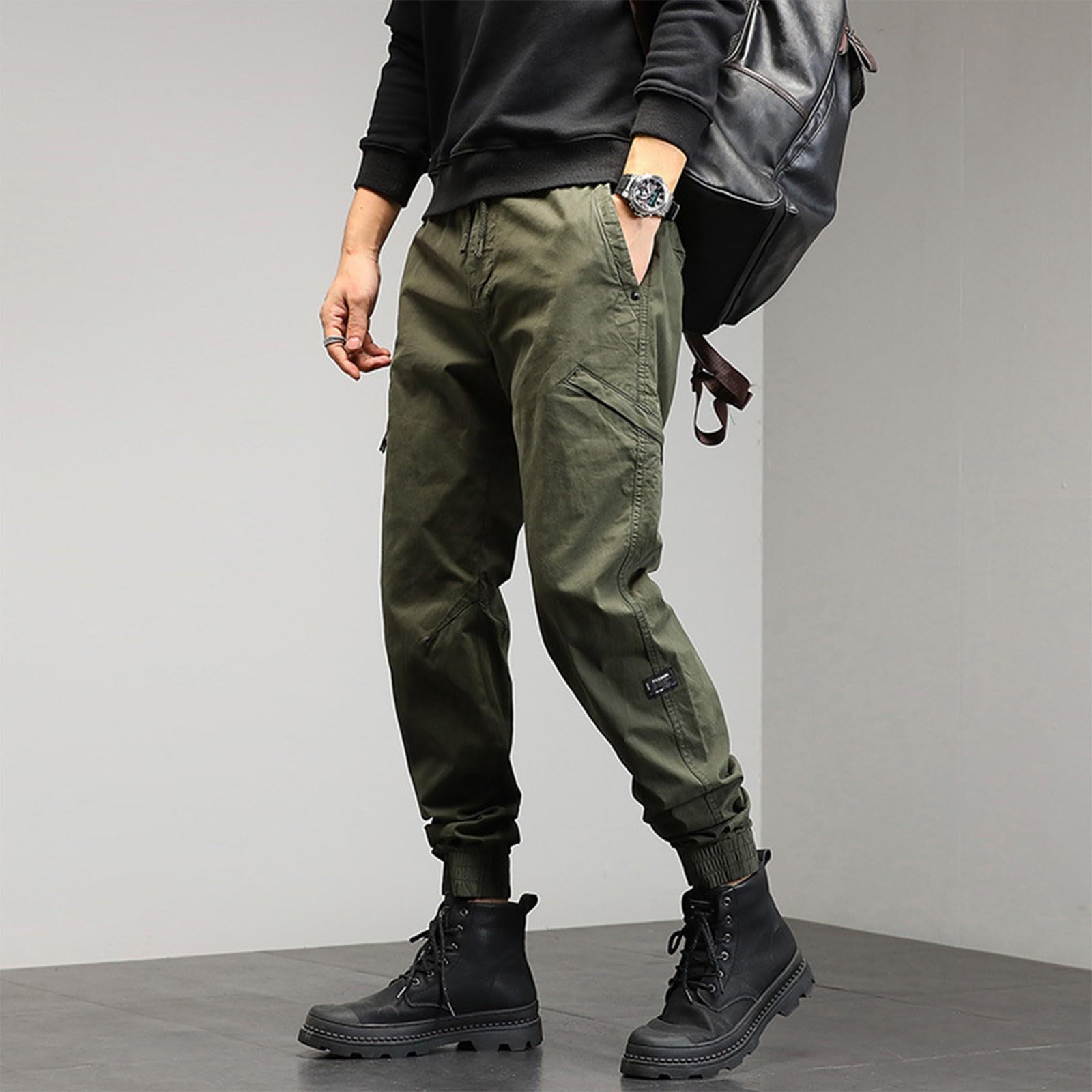 Jogginghose Herren Lang Baumwolle Winter Herren Frühling und Japanische Overalls Casual Pants Passen Zu Einfachen High Street Fashion Persönlichkeit Funktion Wind Multi Bag Pants Herren Hose Winter