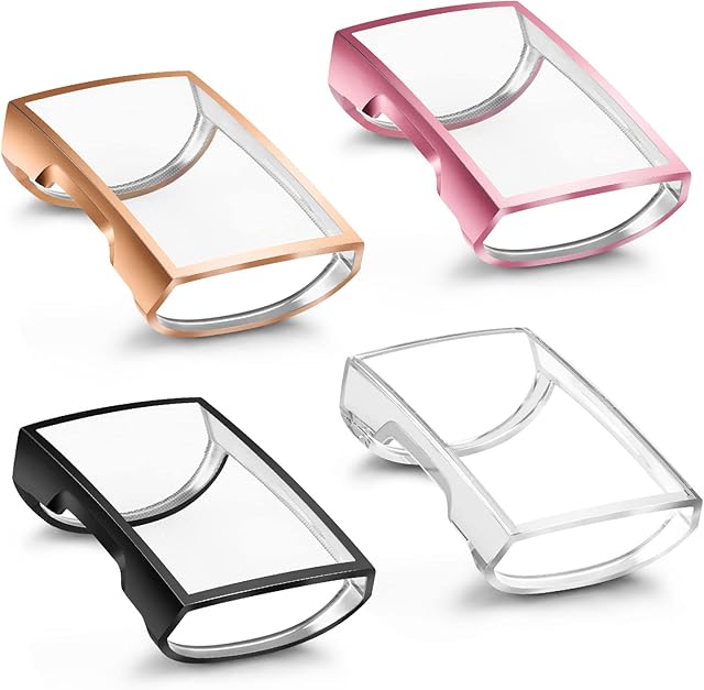 [4 Pack] Oumi Screen Protector Compatible with Fitbit Charge 3 Case and Fitbit Charge 4 Case, TPU Plated Full Around Protective Case Cover for Fitbit Charge 3 Smartwatch (Rose Gold,Pink,Clear,Black)