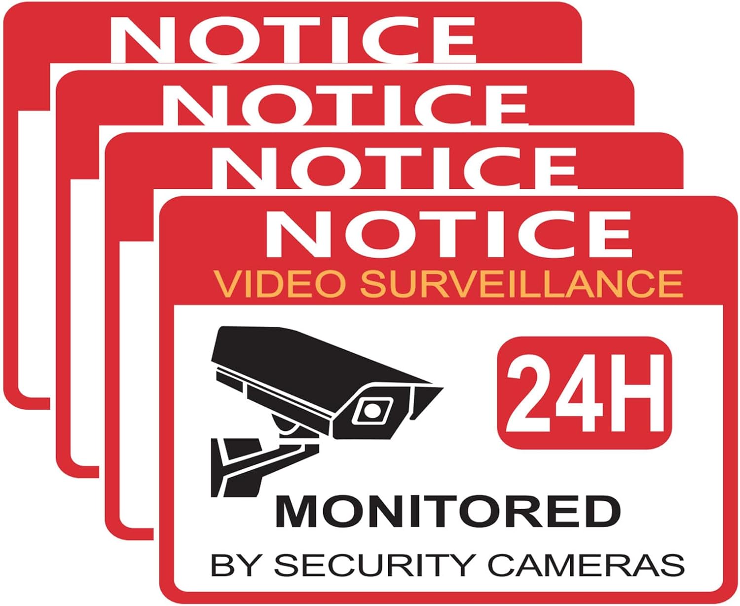 Video Surveillance Sign,No Trespassing Sign for Private Property,Security Camera Warning Sticker,Waterproof & Scratch-Resistant PP Synthetic Paper,24 Hour Surveillance Signs for Home,Office&Business (3x4 In)