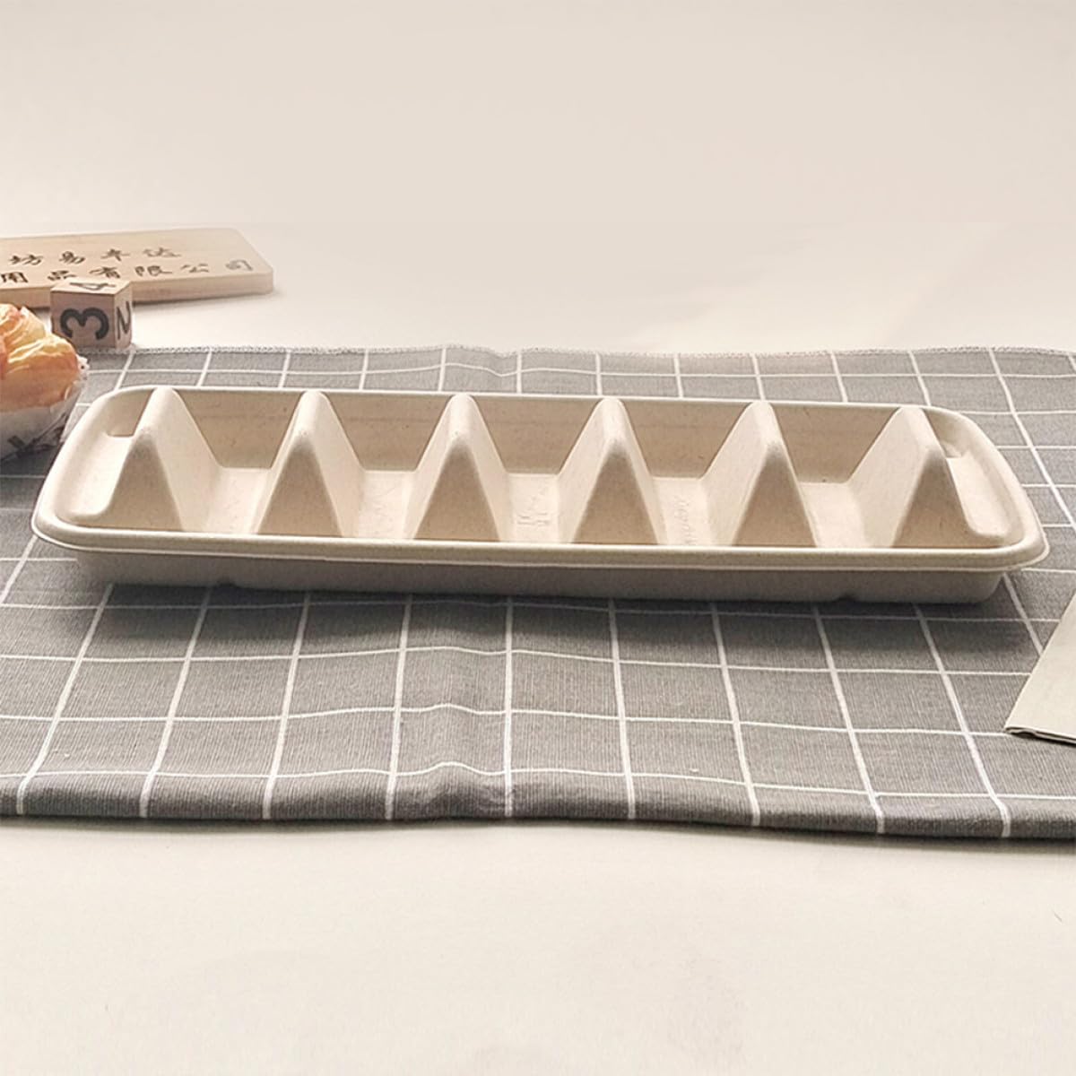 Porta Tacos Desechable de Papel Beige, Soporte para Tacos Ligero y Portátil, Paquete de 25 Piezas Adecuado para Reuniones y Comidas Rápidas