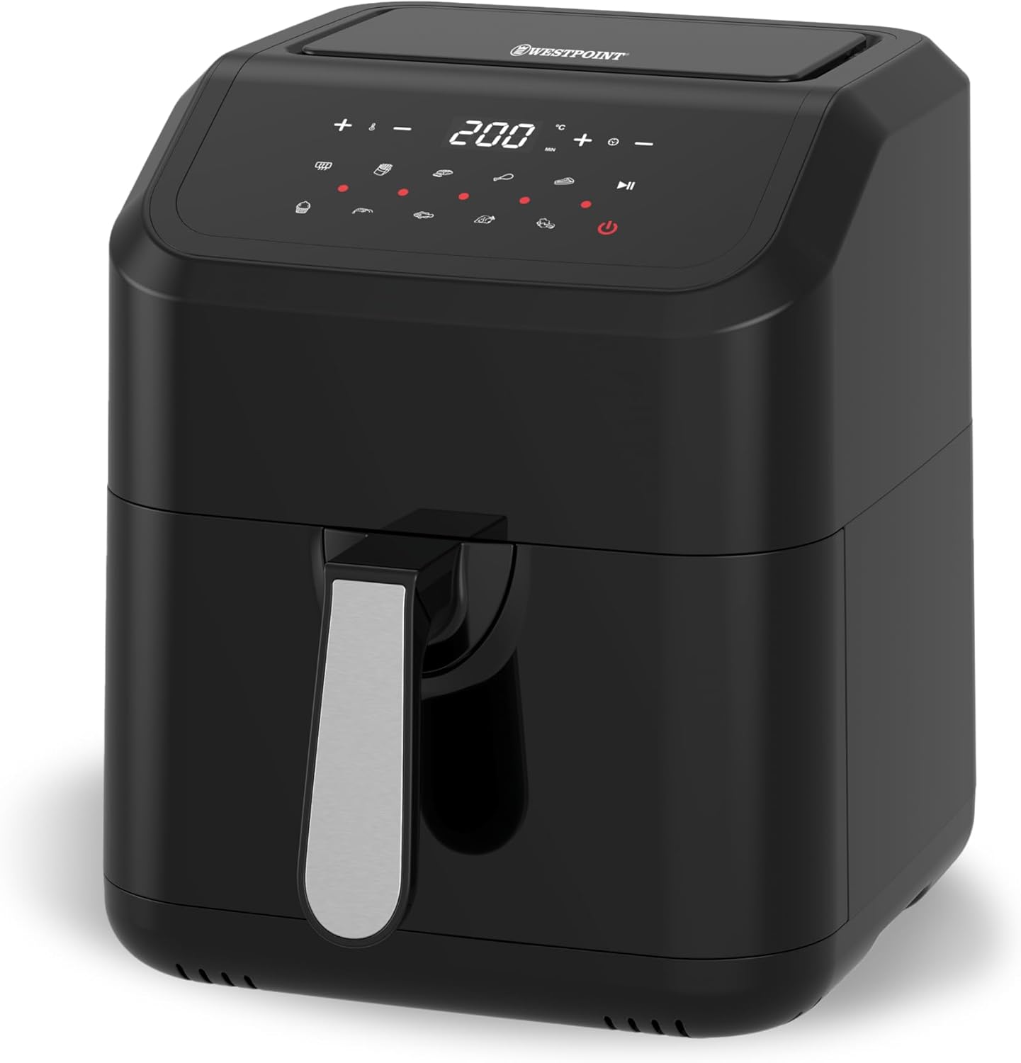 WESTPOINT XL Digital Air Fryer 5L 1400-1600W (Black) – 10-in-1 Convection Air Fryer with LED Touchscreen, Non-Stick Basket – Oil Free Toaster Oven