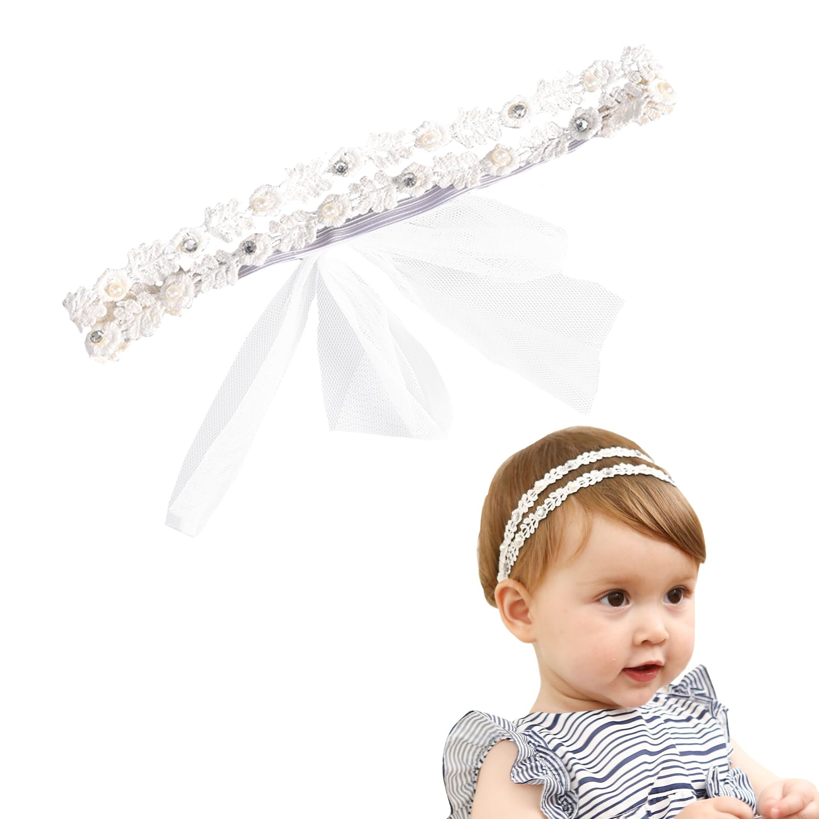 DHWEKU Baby Hair Band Elastic Cotton Solid Color Butterfly Girl Turban Headwear