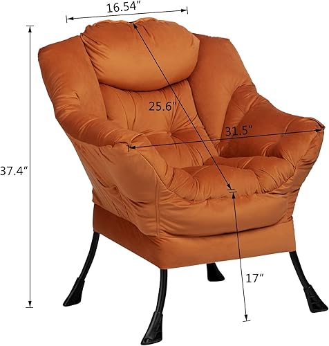 Miniatura 30 de HollyHOME - Silla perezosa grande de tela para sala de estar, silla de lectura, acogedora silla de descanso con reposabrazos, sofá de ocio, color