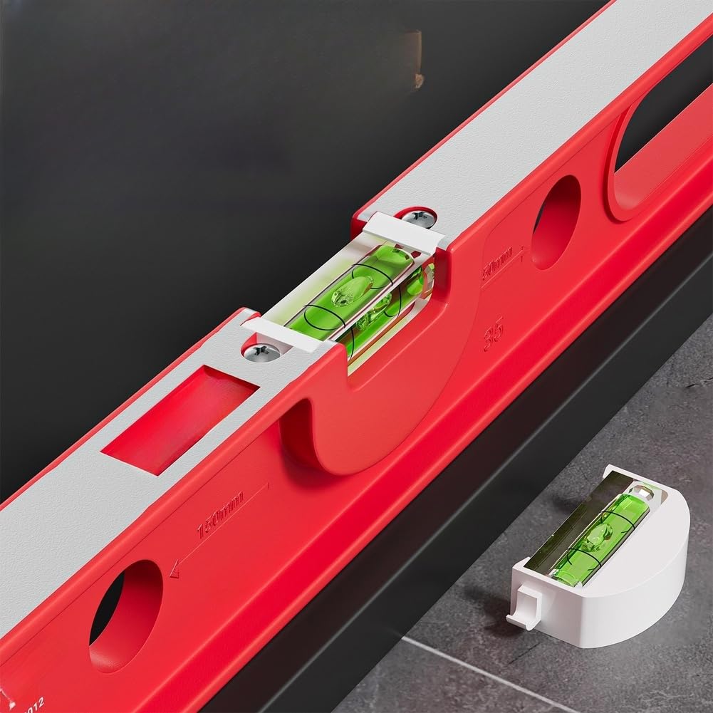 Nivel de burbuja preciso de aluminio con imán, precisión de 0,5 mm/m para medición horizontal y vertical, resistente para obras (600 mm)