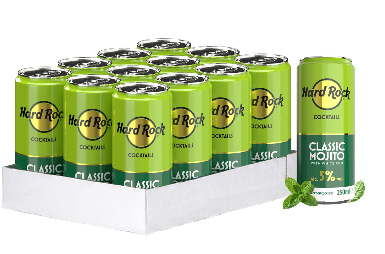 12 x 250ml - HARD ROCK READY TO DRINK COCKTAIL MOJITO 250ML 5% - PACK 12 LATAS