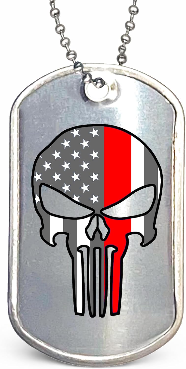Evil Skull Collection Military Dog Tag Necklace, Custom Military ID Tags, Personalized Laser Engraved or Embossed Stainless Steel
