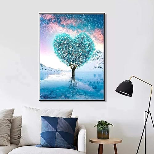 Miniatura 2 de VONBOR Kits de pintura de diamantes para adultos, árbol del amor, paisaje de diamantes, pintura de taladro completo con pintura de diamante, pintura
