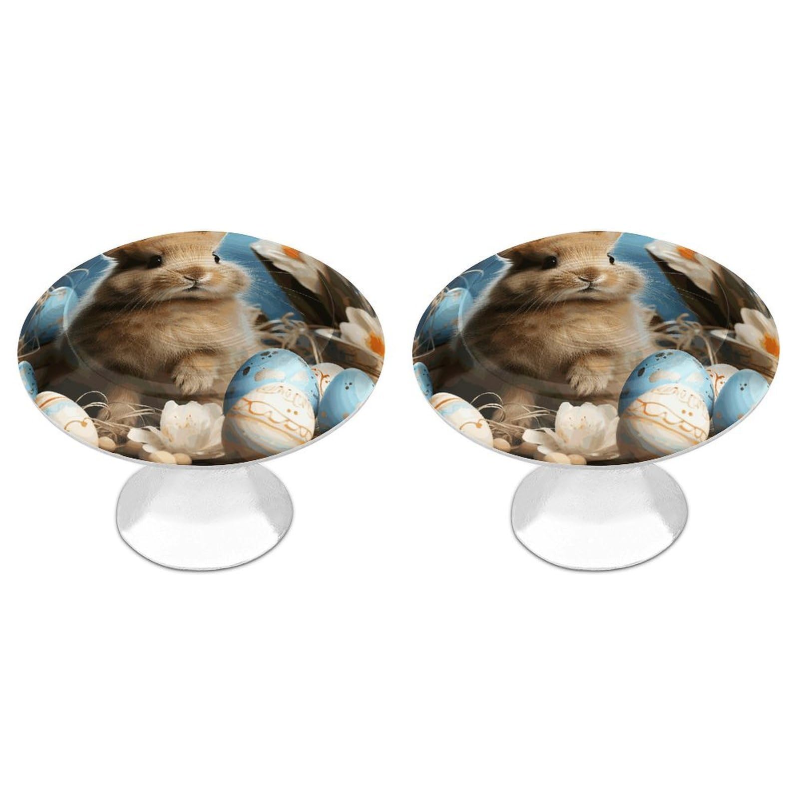 FekiLoot Cute Easter Eggs Rabbit Cabinet Knob Kitchen Drawer Knob Stainless Steel Round Drawer Pulls Modern Cabinet Hardware Vintage Dresser Drawer for Kitchen Bathroom Closet Dresser Cabinets