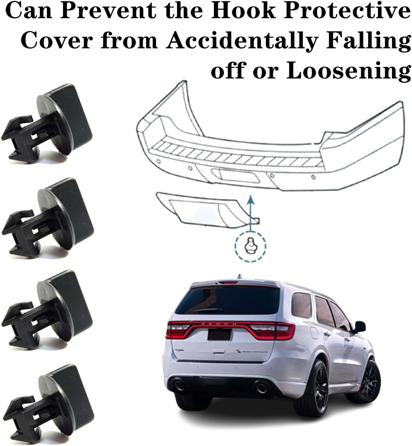 68249278AA Rear Bumper Trailer Tow Hitch Cover Retainer Clips,4 PCS Retainer Cover Nut Rear Bumper Fit Compatible with Chevrolet for Cadillac for Buick for GMC Acadia Yukon 07-19 11610049
