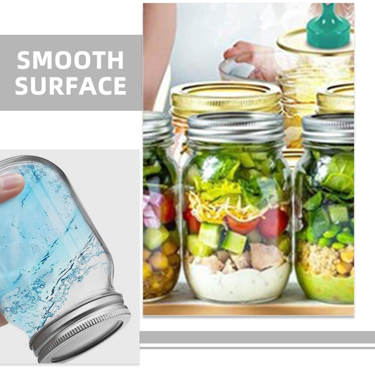 Artibetter 6pezzi Barattoli Mason in Vetro con Coperchio Vite Contenitori per Frutta Gelatine Dessert Conservazione Alimentare per Frigo o Dispensa