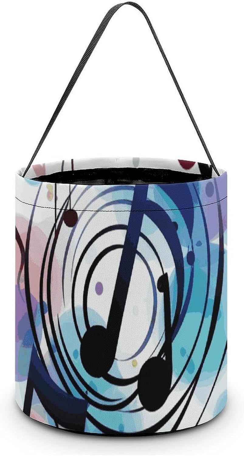 Portable Music Note Halloween Candy Bucket with Handle