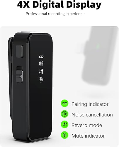 Miniatura 3 de Micrófono Lavalier inalámbrico para iPhone con cancelación de ruido, transmisión de 100 pies, duración de la batería de 18 horas, micrófono