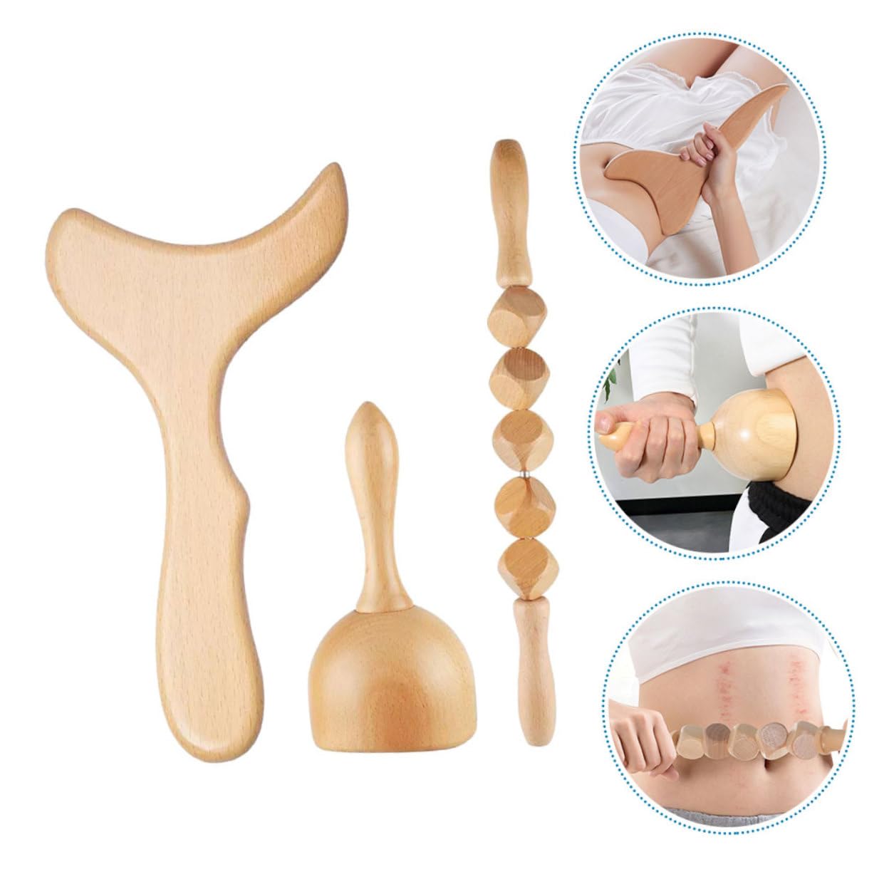 Abaodam Massaggiatore Per Schiena e Collo in Legno 11.8" Strumento Manuale Compatto Per Massaggio Muscolare e Anticellulite Adatto a Uso Domestico e Rilassamento
