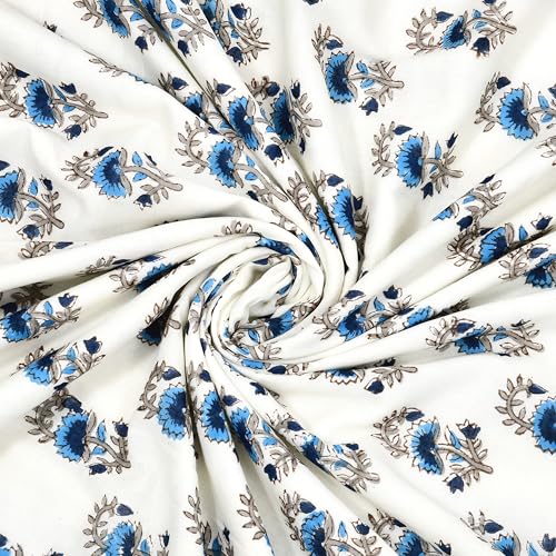 Image of BLOCKS OF INDIA Hand Block Printed Cotton Single Size Reversible Malmal Dohar for Summer (Blue Grey BUTI)