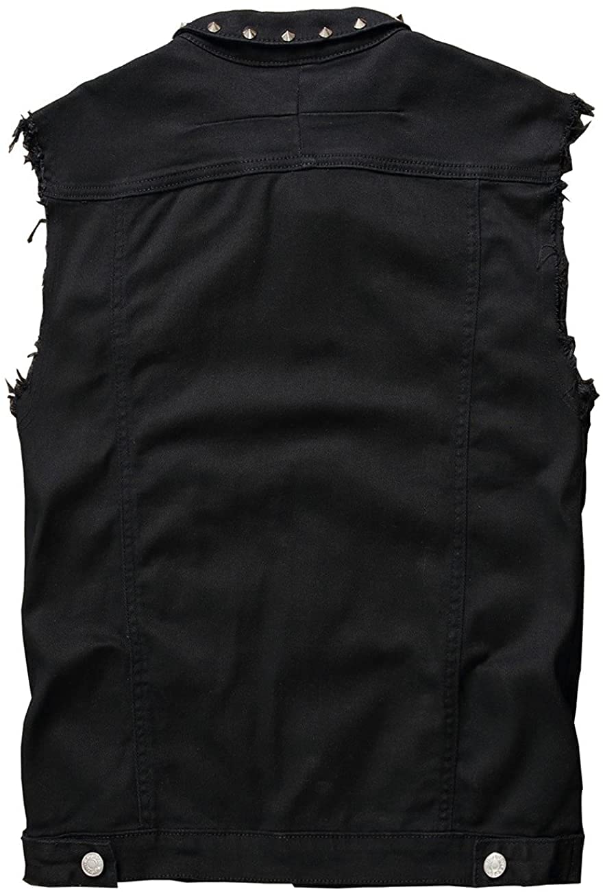 Gilet da uomo in denim con rivetti, Nero , L