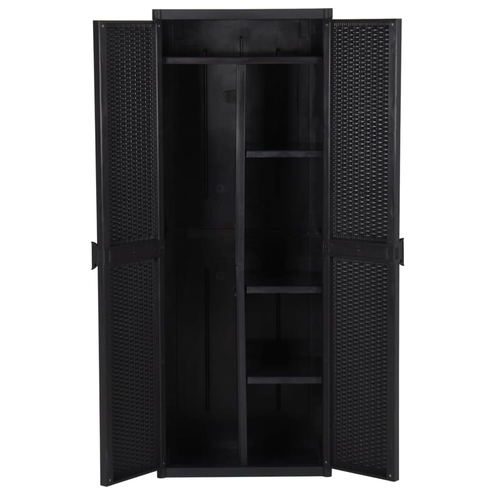 Homgoday Armario de polipropileno con soporte para escobas y 4 estantes, color negro, 65 x 45 x 172 cm Model151238
