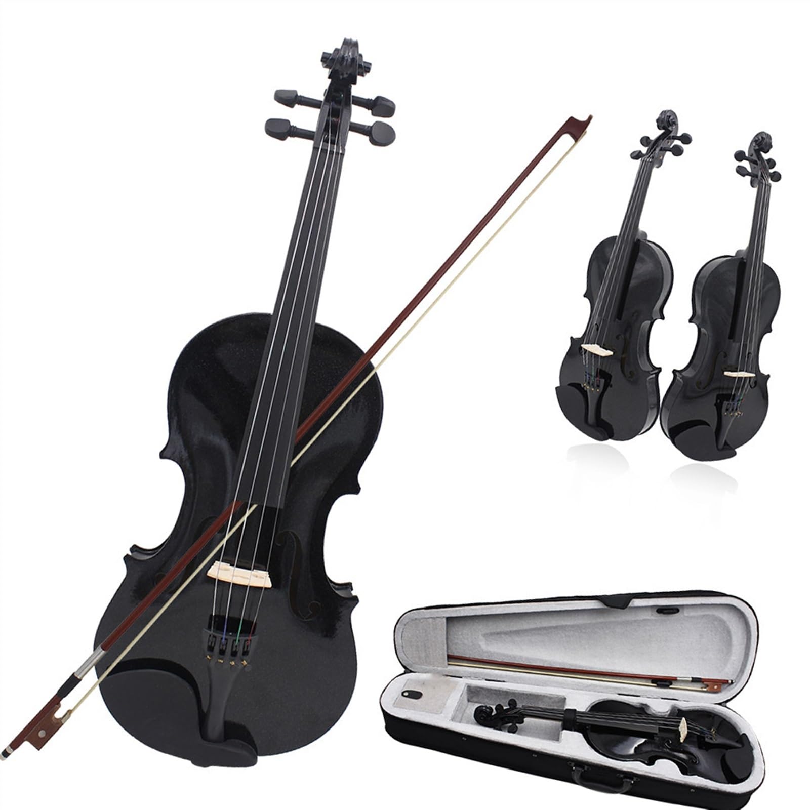 Violine Violine Holz Anfänger Praxis Massivholz Geige(4/4-black)