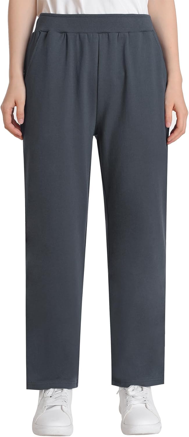 Weintee Women's Petite Elastic Waist Cotton Pants for Elderly