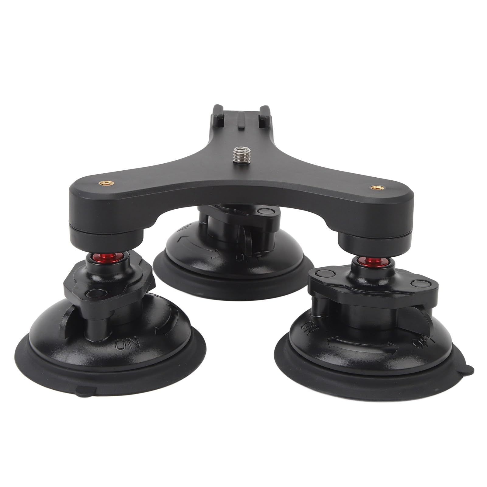 Supporto per videocamera a ventosa per auto, montaggio a tre ventose con testa sferica a 360° e filettatura da 1/4 di pollice, supporto a ventosa ad alta aderenza per action camera