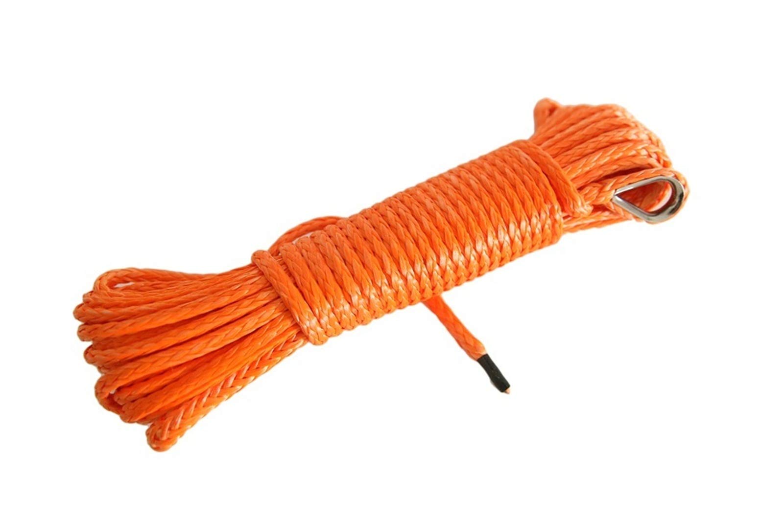 Winch Rope, Orange 4mm*15m ATV Winch Line,Synthetic Rope, Cable,Boat