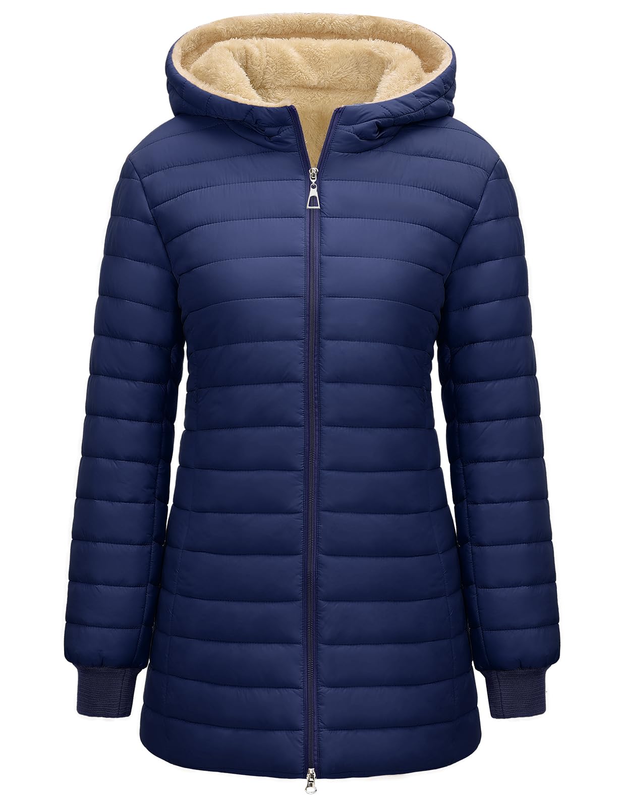 Giacca Trapuntata Invernale Donna Lunga Giubbotto in Pile Caldo Giubbino Puffer Cappotto Imbottito Quilted Jacket Elegante Piumino Invernali Autunno Parka con Cappuccio