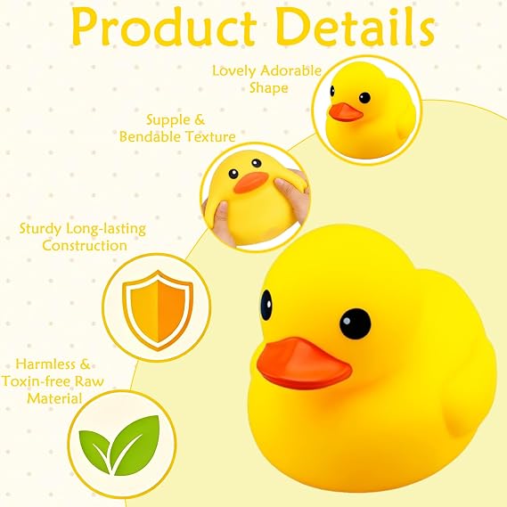 Jumbo Duck Squishy, Giant Duck Squishy Stress Ball for Sensory Regulation, Stress Relief Squishy Ducks for Desk Decoration and Bath Time Play, Dimensions 14*14.5*18 cm