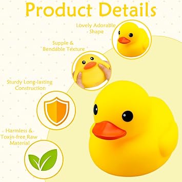 Jumbo Duck Squishy, Giant Duck Squishy Stress Ball for Sensory Regulation, Stress Relief Squishy Ducks for Desk Decoration and Bath Time Play, Dimensions 14*14.5*18 cm