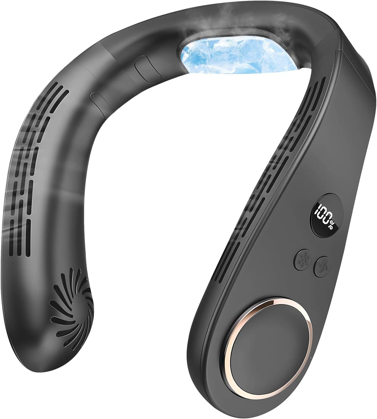 Neck Fan with Cooling Plate,5500mAh Neck Fans that Blow Cold Air Rechargeable Battery Operated,Bladless Quiet Personal Portable Neck Fans for Women Men,Wearable Neck Coolers for Hot Weather (Black)