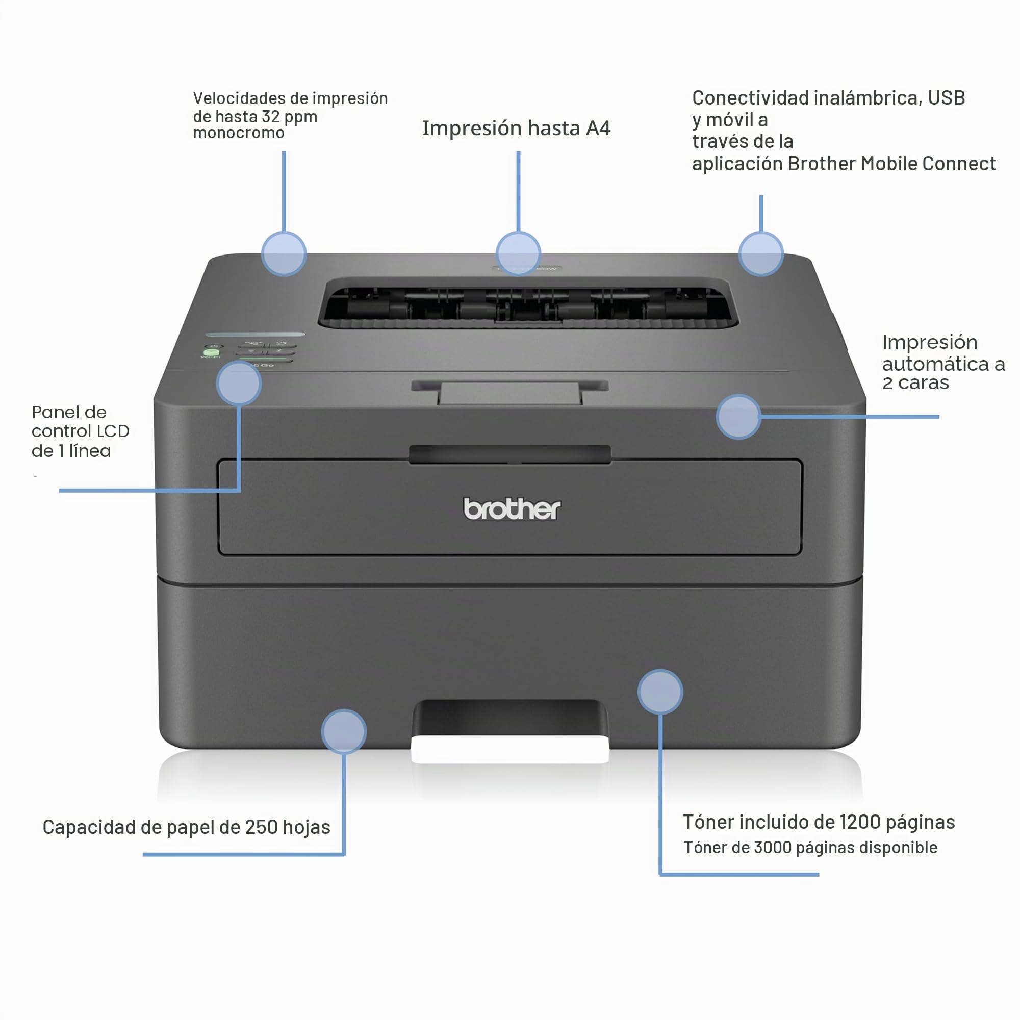 HL-L2445DW impresora láser 1200 x 1200 DPI A4 Wifi