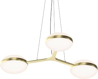 Sonneman Modern Lighting 3612.14 Pillows 3-Arm Diameter LED Chandelier Lighting Fixture for Kitchen, Dining Room or Game Room with Acrylic Cover - 3000K - 36" - Brass Finish