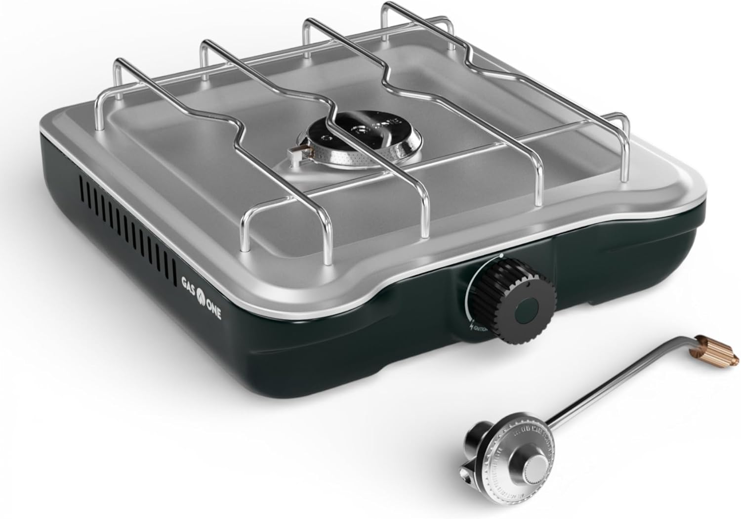 GasOne Single Propane Burner Camp Stove – 10,000BTU Portable Stove Propane Grill in Midnight Blue with Removable Cooking Grid – Large Easy to Use Knob – Carry Case Included