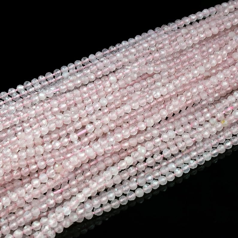 Quartz rose perles facettées de qualité supérieure pour colliers et bracelets