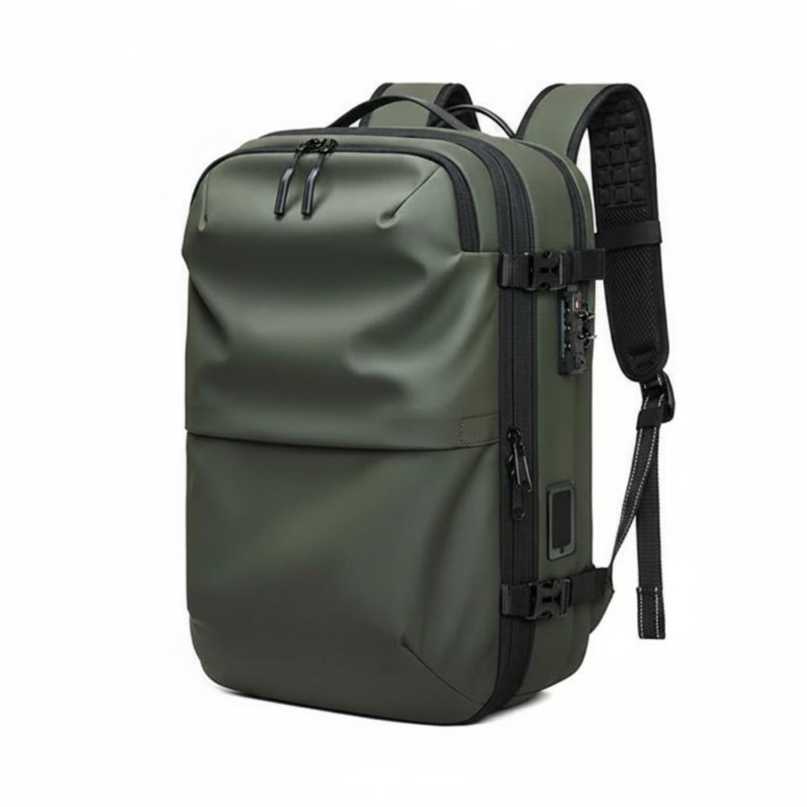 Qianly Mochila de Compresión Al Vacío Gran Capacidad Mochila con Bomba de Vacío Carga Lateral Equipaje Personal para Trabajo, Verde, color to 1, 19 Pulgadas