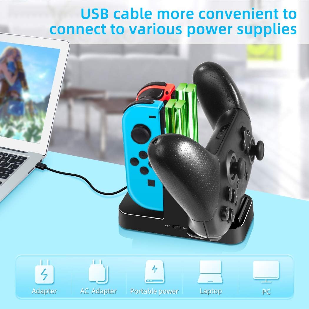 OIVO Controller Charger for Nintendo Switch, Pro Controller Charging Docking Station, Switch Remote Charger with LED Indicators for Nintendo Switch