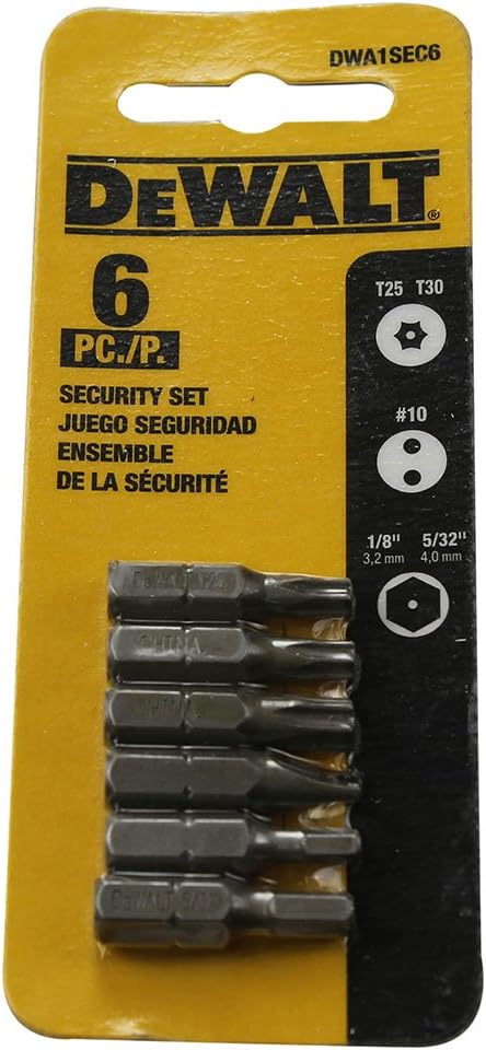 Dewalt DWA1SEC6 6-Piece Security Bit Set