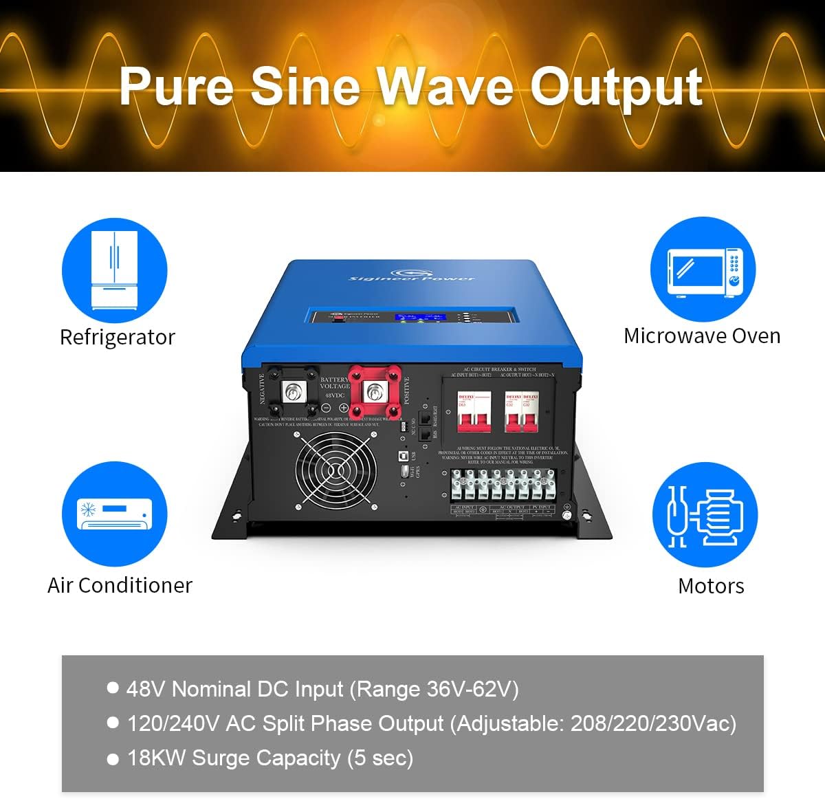 Sigineer Power 48V 6000W Off-Grid Solar Inverter Charger,Built-in 80A MPPT Solar Controller,48Vdc and 240Vac Input to 120V 240V AC Split Phase Pure Sine Wave Output,18000W Surge,Remote Control : Patio, Lawn & Garden