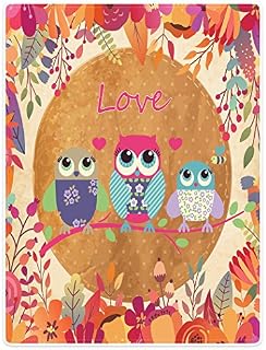 YISUMEI Blanket 150 x 200 cm Soft Fleece Blanket Bed Throw Owl Love