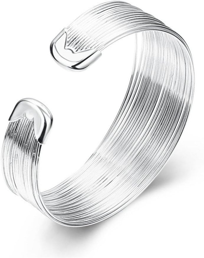 KACONSterling Silver Bangle Bracelet, Fashion Simple Open Bangles Cuff bracelets for Women