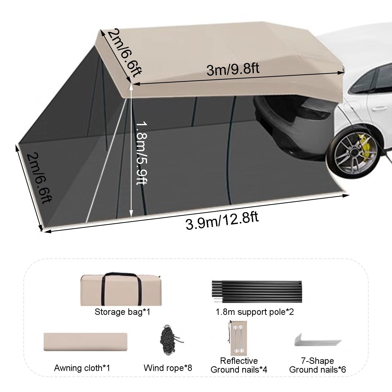 Toldo Coche, Toldo Caravana, Toldo Furgoneta Camper, Toldo Furgoneta Portátil, Ventilación con Mosquitera, for Acampar al Aire Libre, Fácil Instalación