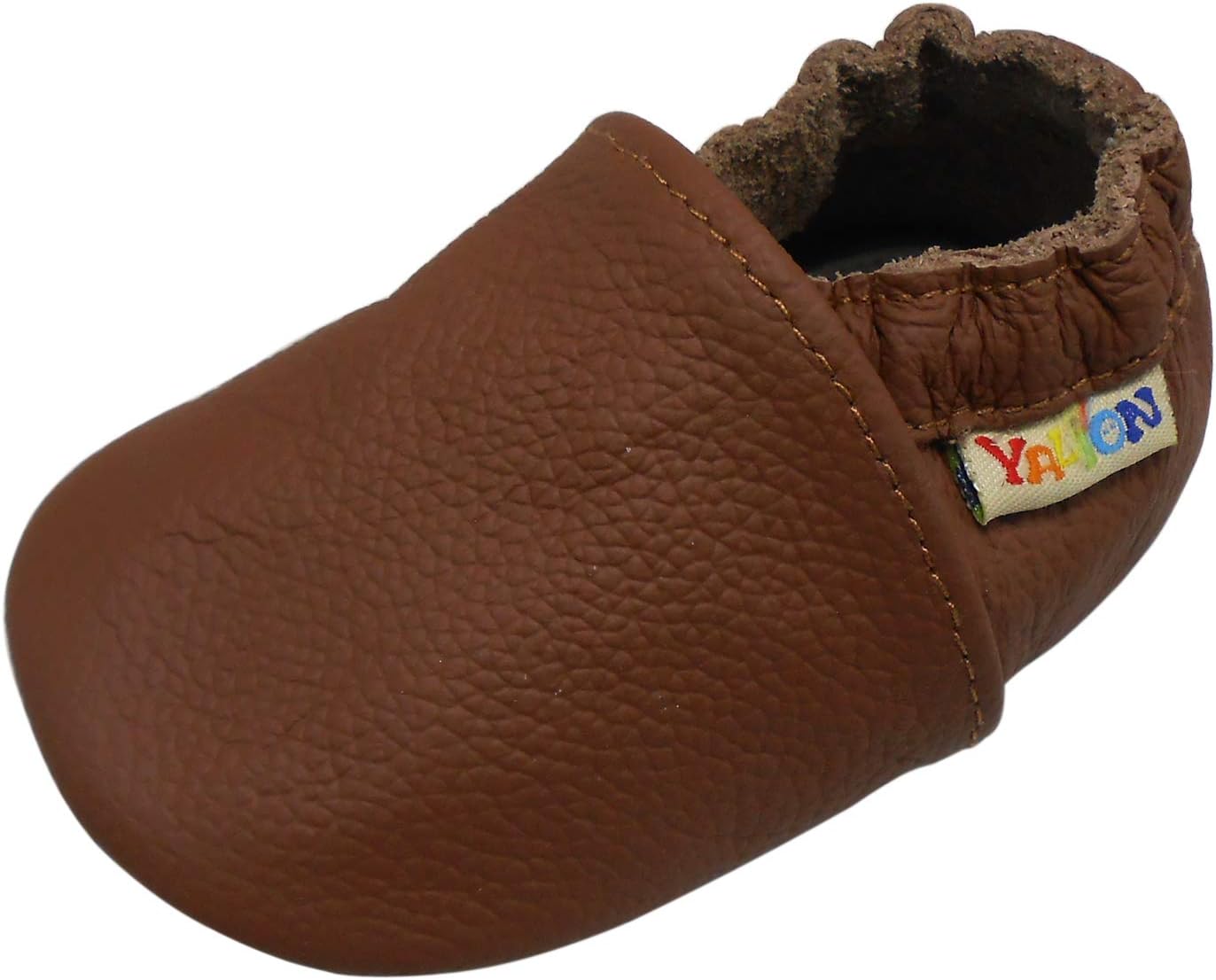 Baby Leather Shoes,SOFE Sole Baby Walking Shoes,Slip-on Boys Girls Slippers with Elastic Ankle,Anti-Slip Crib Shoes for Infant Toddlers