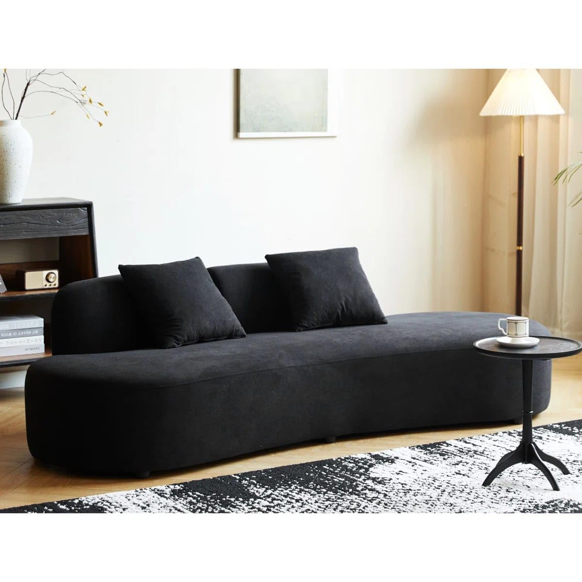 Celestia 90.2 Inch Half Moon Curved Sofa | Contemporary Luxury Crescent Sofa | Premium Upholstered Fabric | High Density Foam | Designer 3 Seater Couch with 2 Cushions-picture-10