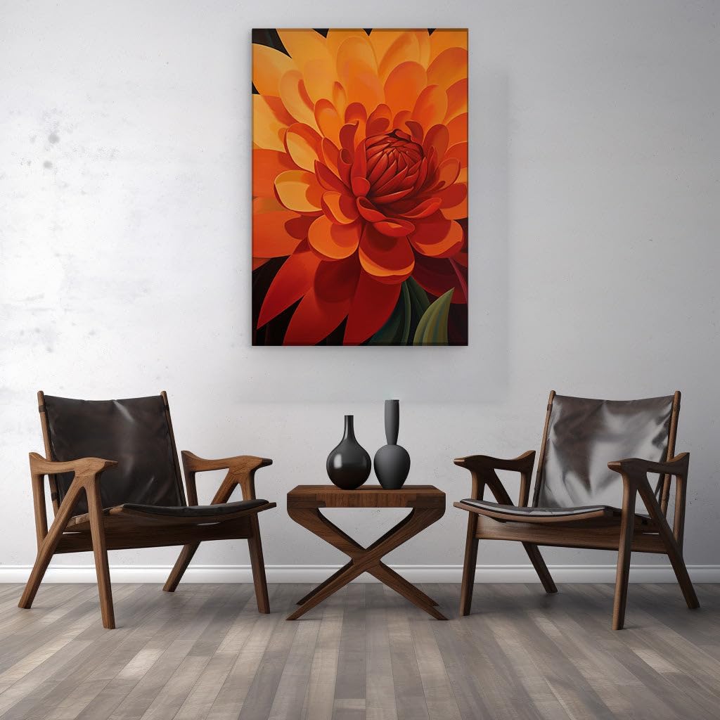 Canvas for Living room. Vivid Hues of Nature: A Mesmerizing Portrait of an Orange Bloom, 27 x 18 inch Canvas Wall Art - Contemporary Masterpieces - Modern Home Decor - 69x46 cm (27x18 inch)