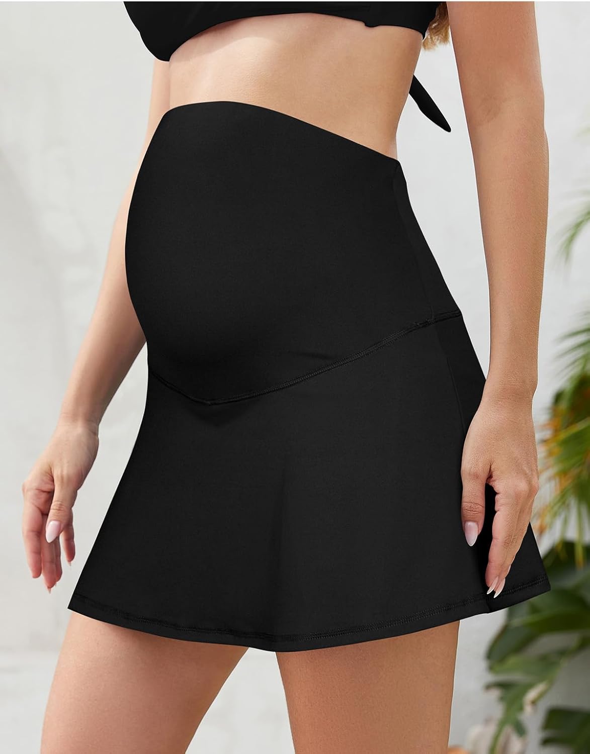 SHEKINI Maternity Ruched Skirts High Waist Sports Skirt Over The Belly Skirts Inner Shorts - Image 3