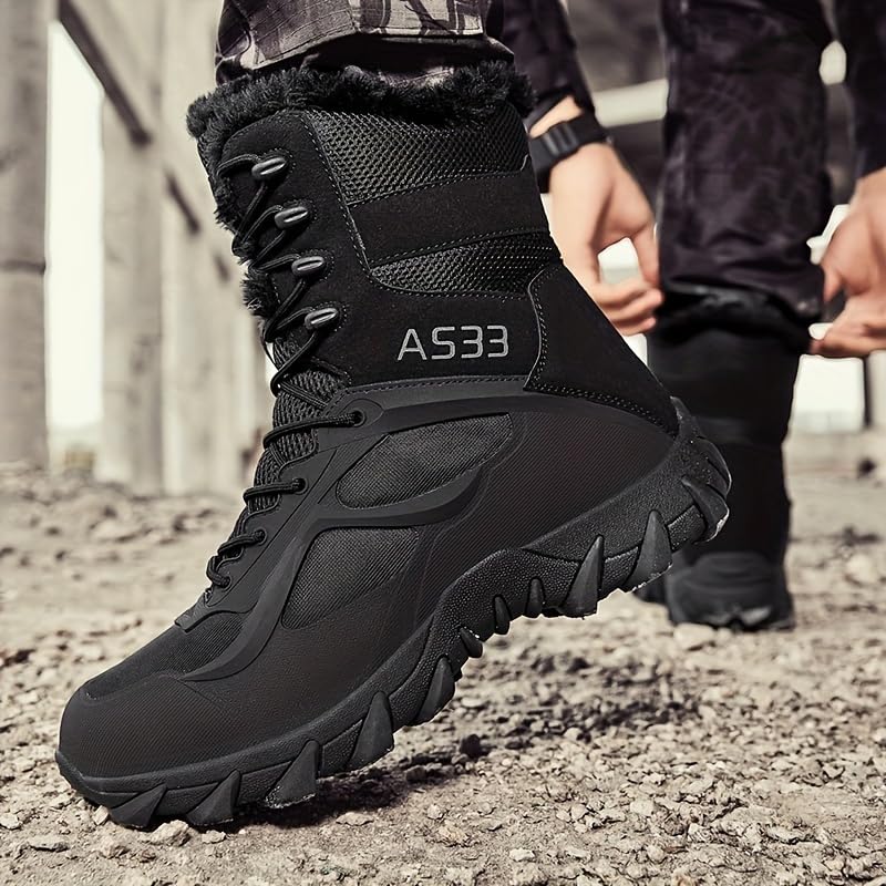 Outdoor High Top Fleece Warm Snow Boots are Fashionable, Versatile, Wear-Resistant, Thick Soled Men's Shoes3