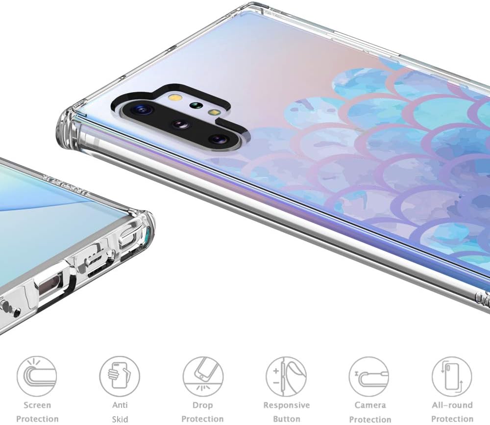 MOSNOVO Galaxy Note 10 Plus Case,Galaxy Note 10 Plus 5G Case, Mermaid Tail Slim Clear Case with Design Shockproof TPU Bumper Protective Cover Case for Samsung Galaxy Note 10 Plus