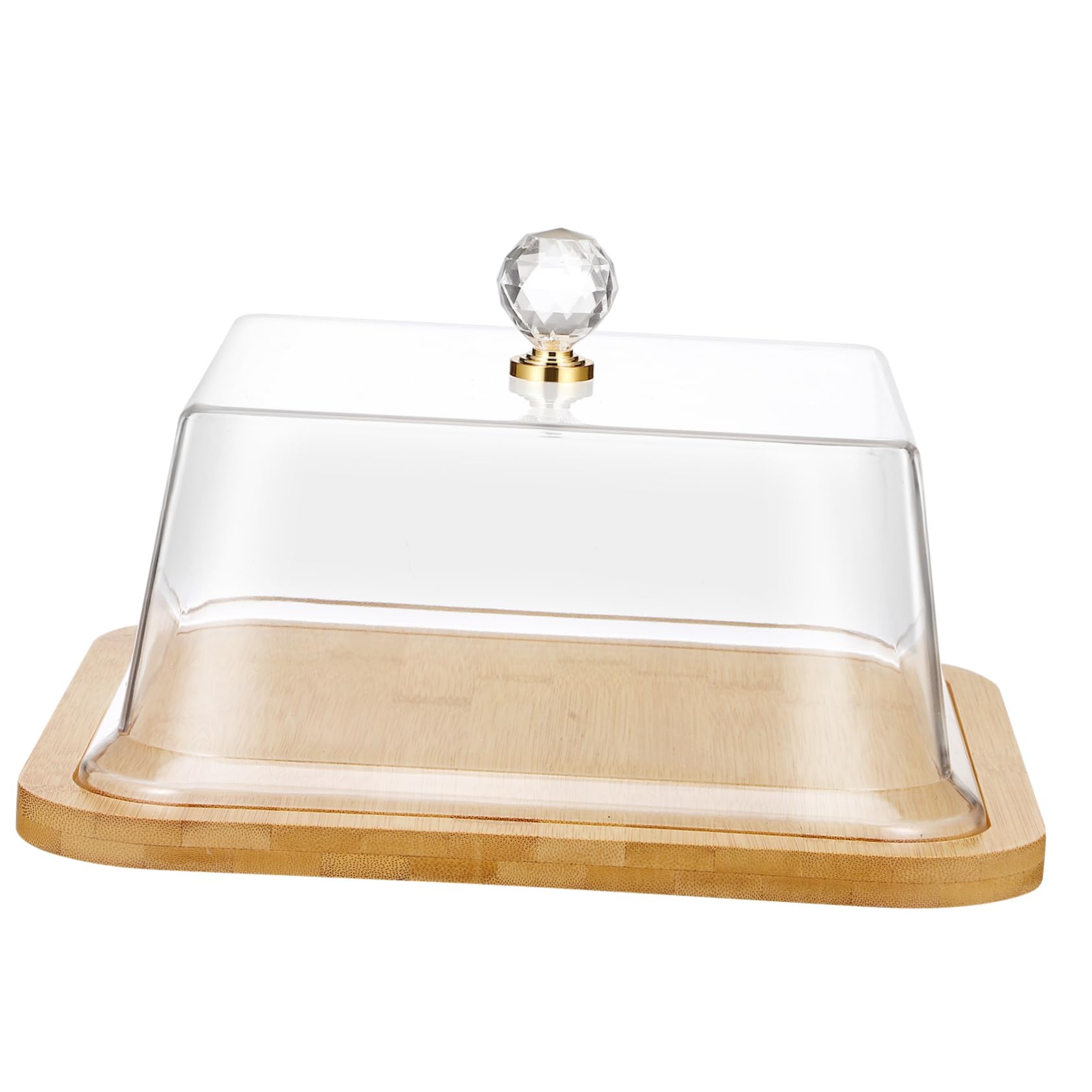 DECHOUS Soporte para Pasteles con Cúpula de Acrílico Transparente y Base de Madera, Adecuado para Pan y Postres en Pastelería