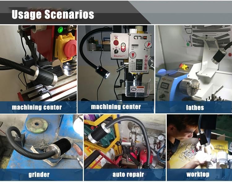 LED Magnet Base Work Light for Machine Tools, Universal Tube Design, Ideal for Grinding & Milling Machines, Workshop Lighting Solution, Versatile & Durable, Enhanced Visibility