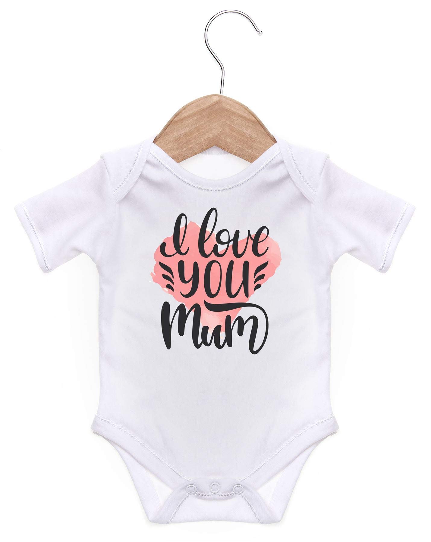 ART HUSTLE I Love You Mum/Baby Grow for Baby Boy Or Girl (White - 0-3m)
