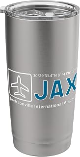 Jacksonville International Airport Florida Jax GPS Location Stainless Steel Insulated Tumbler