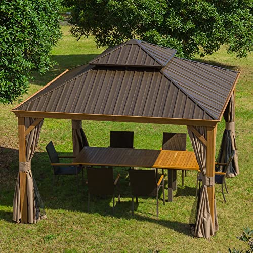 Domi Outdoor Living Domi 10'X12' Outdoor Hardtop Gazebo Permanent Canopy With Galvanized Steel Roof,Aluminum Frame,Curtains And Netting,For Patios,Backyard,Lawns thumb #8